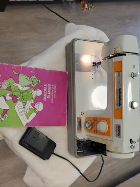 Brother Sewing Machine in Cream and Orange Accents